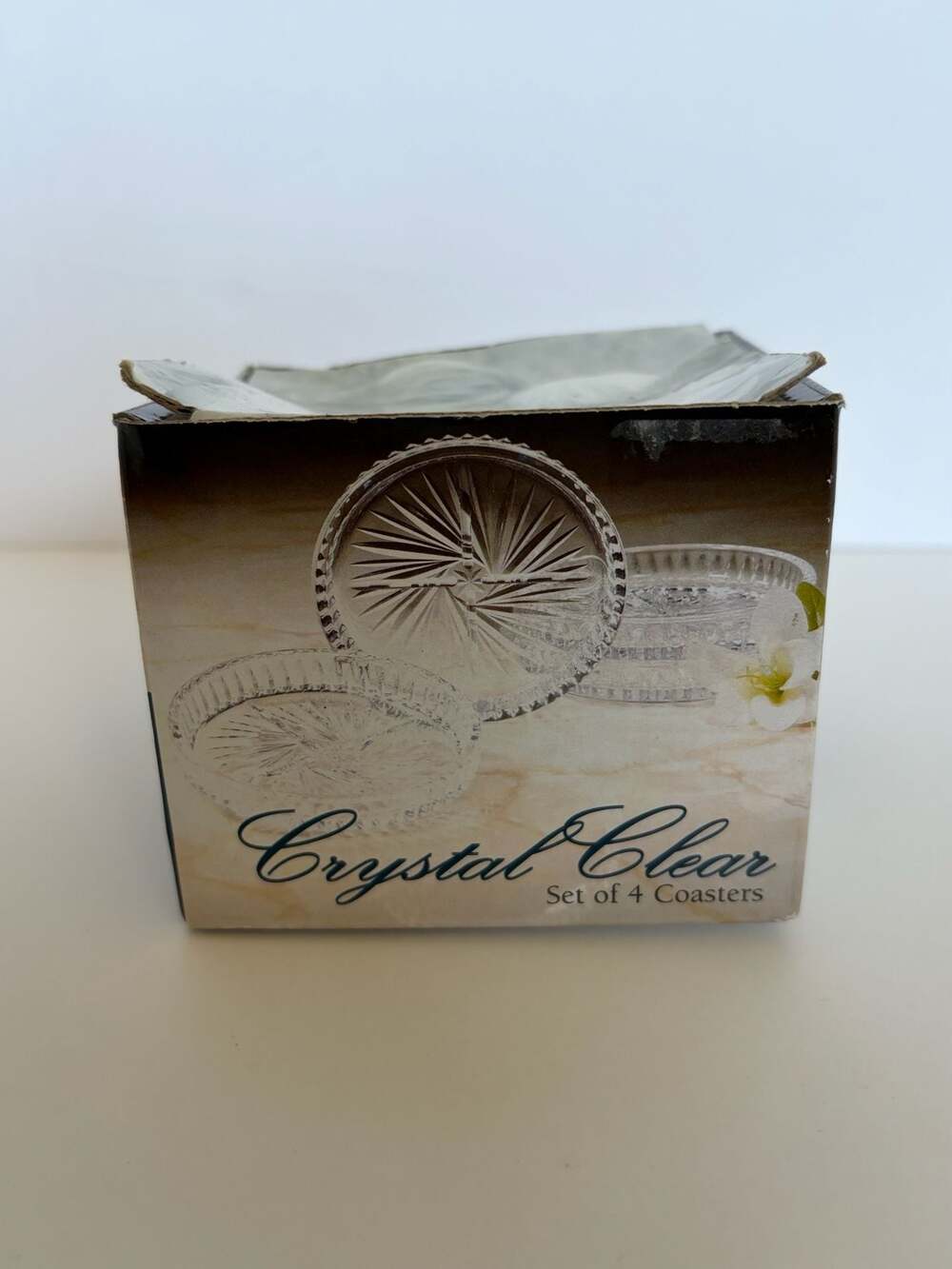 Crystal Clear Industries Set of 4 Pinwheel 24% Lead Crystal Coasters